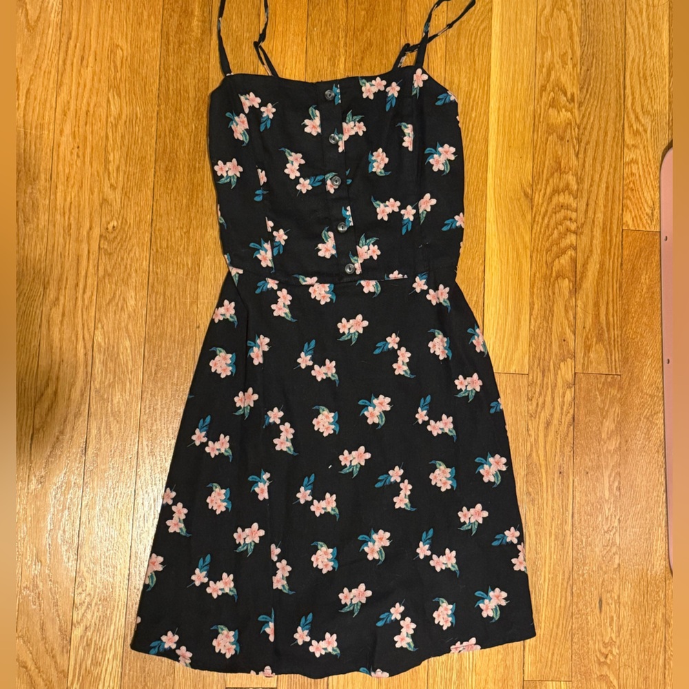 Floral Navy Dress with Pink Flowers